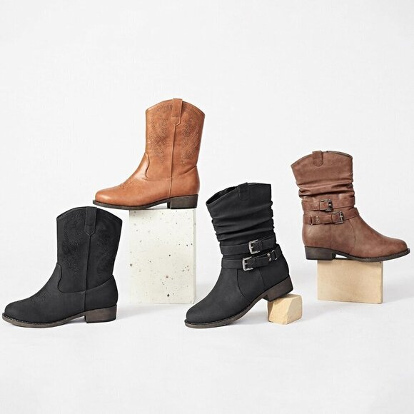 Women's Cowboy Calf Side zipper Low Heel Mid Calf Fashion Western Boots. - Picture 6 of 6